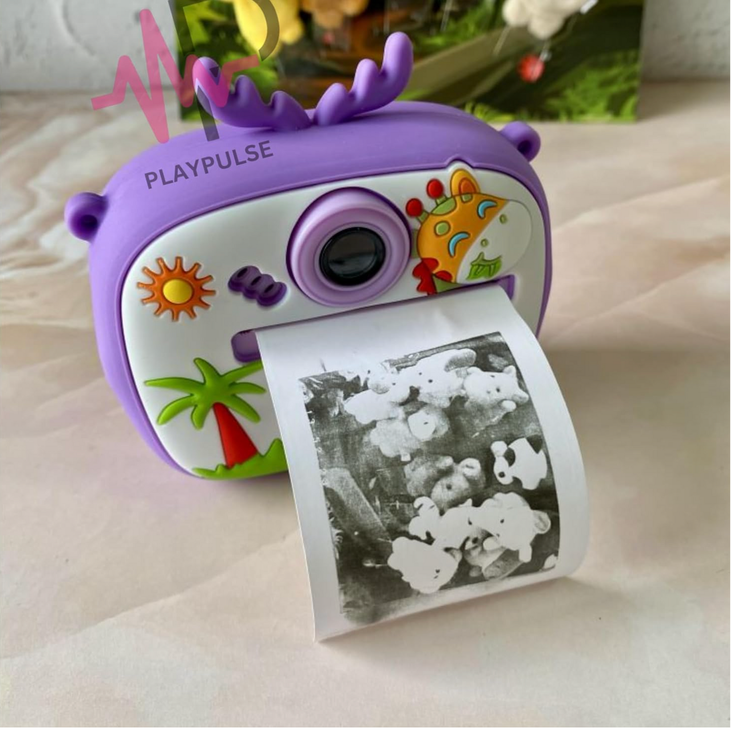 كاميرا فورية للأطفال بطباعة حرارية – كاميرا أمامية وخلفية بجودة عالية + فيديو + شاشة – أزرق ووردي