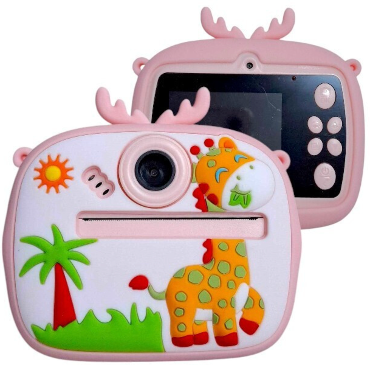 كاميرا فورية للأطفال بطباعة حرارية – كاميرا أمامية وخلفية بجودة عالية + فيديو + شاشة – أزرق ووردي