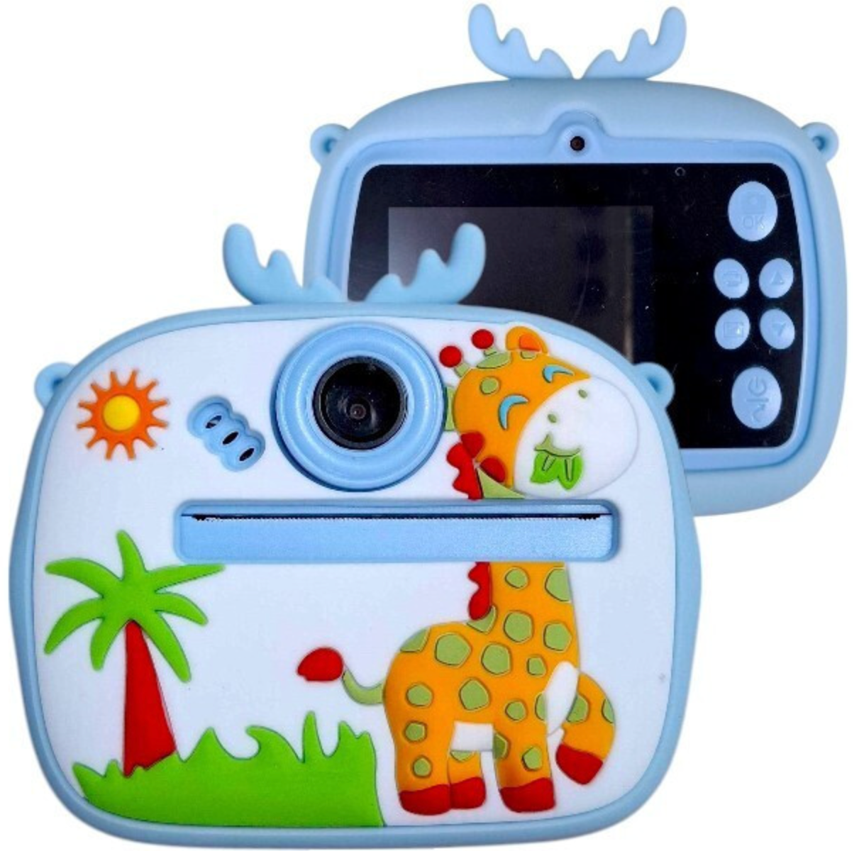 كاميرا فورية للأطفال بطباعة حرارية – كاميرا أمامية وخلفية بجودة عالية + فيديو + شاشة – أزرق ووردي
